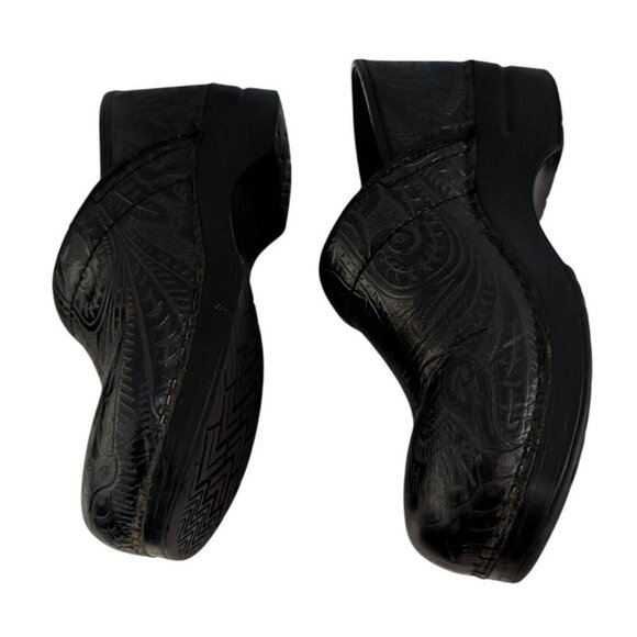 Dansko Womens 10 Clogs Cabrio Tool Black Leather Slip Resistant Nurse Paisley - Picture 5 of 11